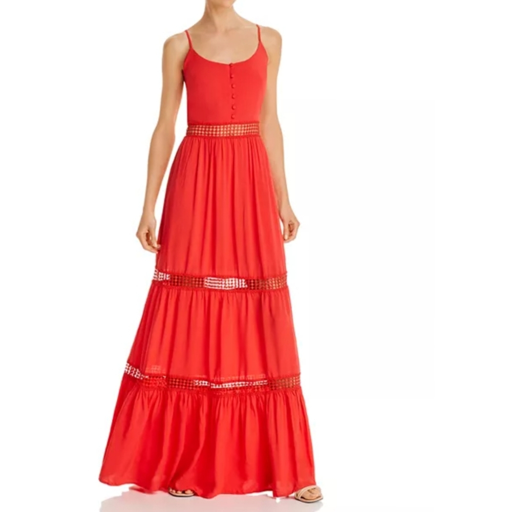 🔥Jack by BB Dakota Coral Lace-Inset Maxi Dress